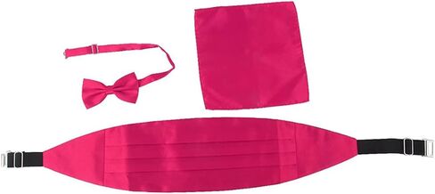 3pcs Men's Satin Bow Tie Cummerbund Handkerchief Set School Tie Bow for Boys Men in Saudi Arabia