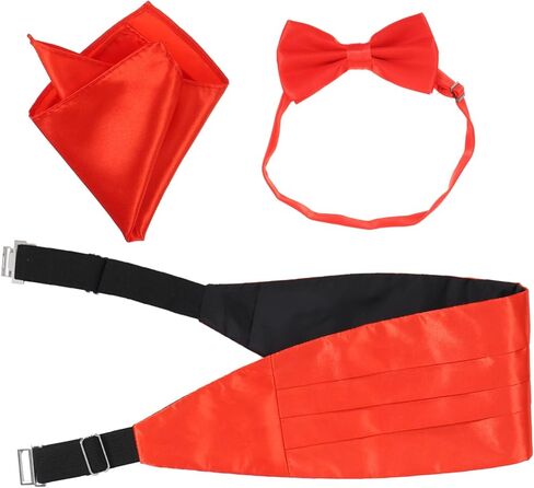 PartyKindom 3pcs Men's Satin Bow Tie Cummerbund Handkerchief Set Red Bow Tie for Men Formal in Saudi Arabia