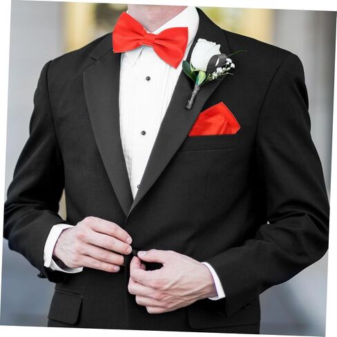 PartyKindom 3pcs Men's Satin Bow Tie Cummerbund Handkerchief Set Red Bow Tie for Men Formal in Saudi Arabia