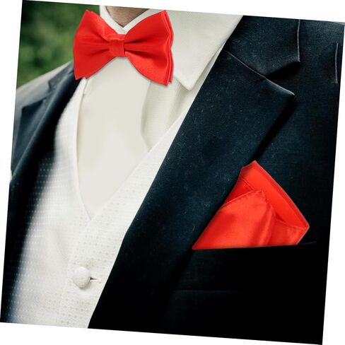 PartyKindom 3pcs Men's Satin Bow Tie Cummerbund Handkerchief Set Red Bow Tie for Men Formal in Saudi Arabia