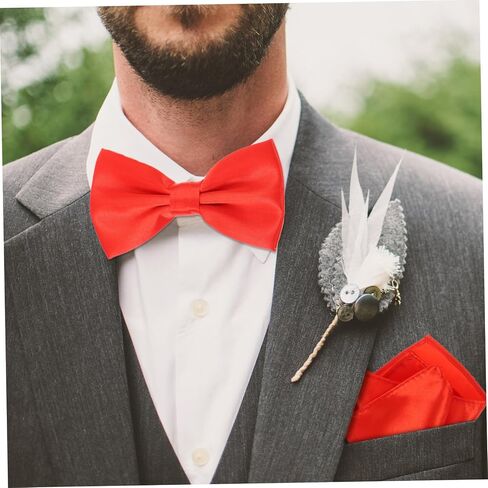 PartyKindom 3pcs Men's Satin Bow Tie Cummerbund Handkerchief Set Red Bow Tie for Men Formal in Saudi Arabia
