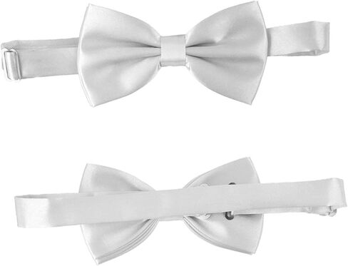 PartyKindom 3Pcs Men's Satin Bow Tie Cummerbund Handkerchief Cummerbund with Pocket Stylish Satin Bow Tie for Formal Occasions White Color for Weddings in Saudi Arabia