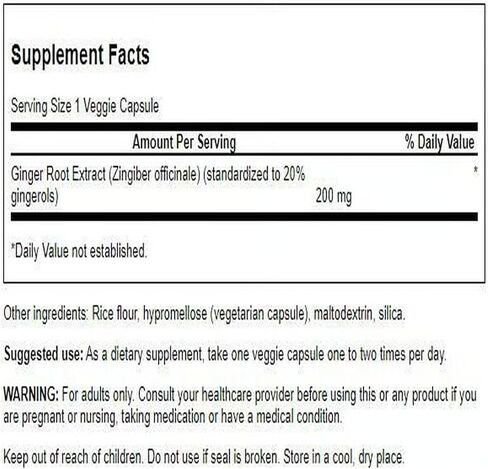 Swanson Maximum Strength Ginger Root Extract 200 Milligrams 60 Veg Capsules in Saudi Arabia