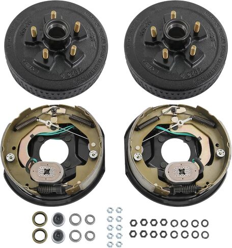 Trailer Axle Brake Kit 5 on 5" B.C. Brake Drum with 10" x 2-1/4" Self-Adjusting Electric Brakes for 3500 lb Axles Replacement for 10" Brake Hub Drum Assembly in Saudi Arabia