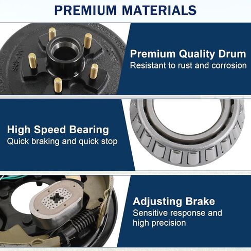 Trailer Axle Brake Kit 5 on 5" B.C. Brake Drum with 10" x 2-1/4" Self-Adjusting Electric Brakes for 3500 lb Axles Replacement for 10" Brake Hub Drum Assembly in Saudi Arabia