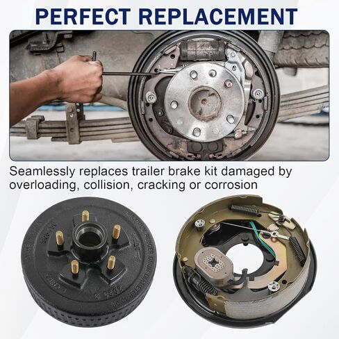 Trailer Axle Brake Kit 5 on 5" B.C. Brake Drum with 10" x 2-1/4" Self-Adjusting Electric Brakes for 3500 lb Axles Replacement for 10" Brake Hub Drum Assembly in Saudi Arabia