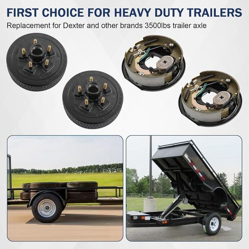 Trailer Axle Brake Kit 5 on 5" B.C. Brake Drum with 10" x 2-1/4" Self-Adjusting Electric Brakes for 3500 lb Axles Replacement for 10" Brake Hub Drum Assembly in Saudi Arabia