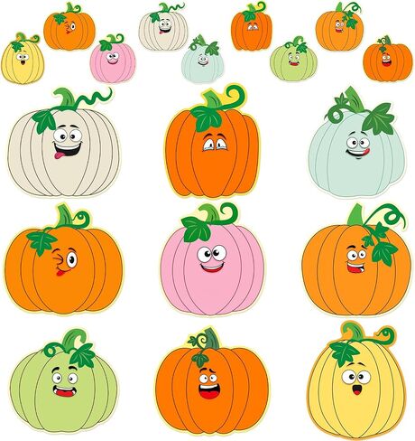 Ceiba Tree 54Pcs Pumpkin Cutouts Fall Pumpkin Paper Cut-Outs Bulletin Board Decoration for Autumn Thanksgiving Halloween Party Supplies School Classroom Wall Decor in Saudi Arabia