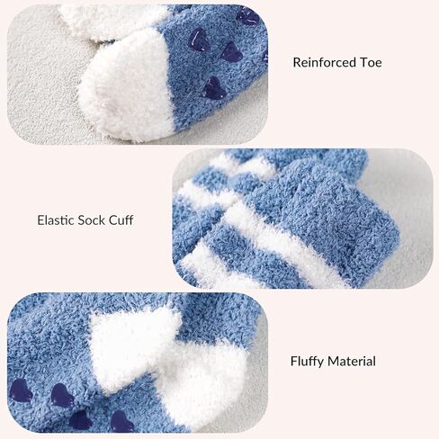 Fuzzy Socks for Women - 5 Pair Fuzzy Socks with Grip, Cozy Slipper Socks for Women, Womens Soft Comfort of Coral Fleece in Kuwait