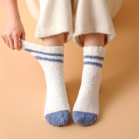 Fuzzy Socks for Women - 5 Pair Fuzzy Socks with Grip, Cozy Slipper Socks for Women, Womens Soft Comfort of Coral Fleece in Kuwait