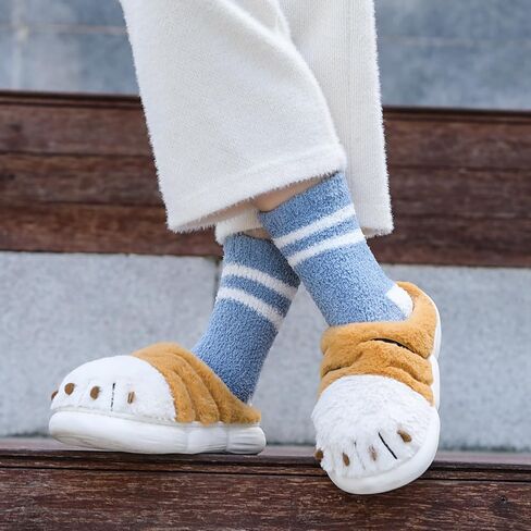 Fuzzy Socks for Women - 5 Pair Fuzzy Socks with Grip, Cozy Slipper Socks for Women, Womens Soft Comfort of Coral Fleece in Kuwait