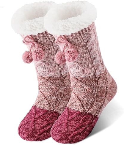 HONGTEYA Women Slipper Fuzzy Socks, Non Slip Winter Warm Fluffy Fleece Lined Cozy Soft Thick Comfy Thermal Christmas Sock in Saudi Arabia