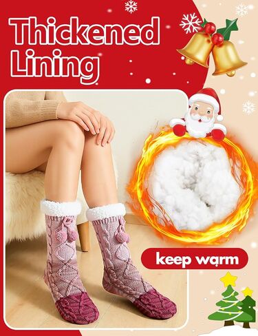 HONGTEYA Women Slipper Fuzzy Socks, Non Slip Winter Warm Fluffy Fleece Lined Cozy Soft Thick Comfy Thermal Christmas Sock in Saudi Arabia