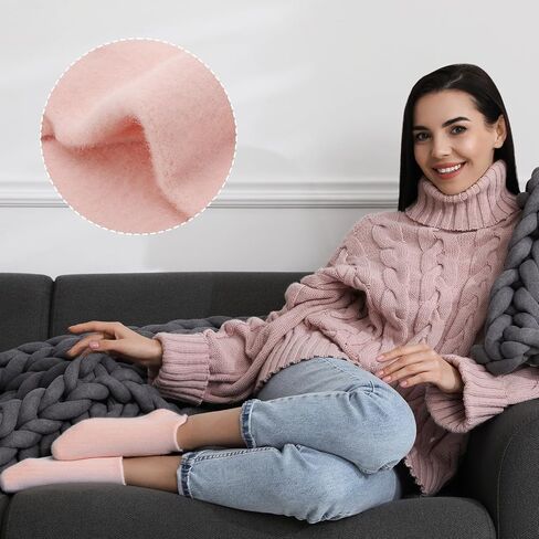 Jspupifip 5 Pairs Women Bow Fuzzy Socks, Pink Bow Cozy Winter Fuzzy Socks Fluffy Ankle Sock for Women Girls Home Sleeping in Saudi Arabia