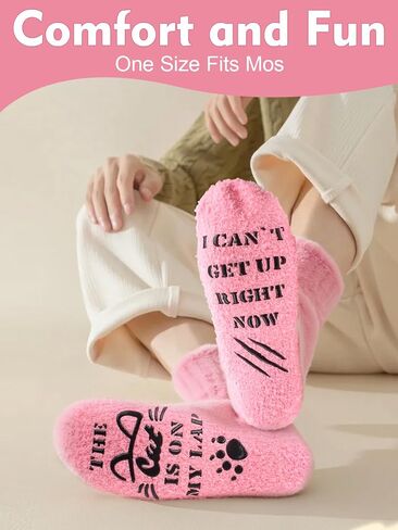 Warm & Fuzzy Cat Slipper Socks for Cat Lover，Birthday Non Slip Warm Home Socks, Birthday, Christmas Gifts Pet Socks for Men Women in Saudi Arabia