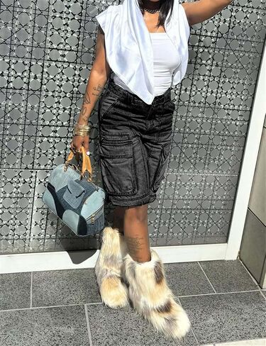 Women Y2k Baggy Denim Shorts Loose Fit Mid Rise Cargo Long Jean Shorts in Saudi Arabia