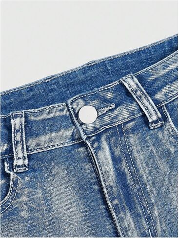 WDIRARA Women's Plus Size Embroidery Rhinestone Denim Shorts Grunge Punk Skinny Mini Jean Shorts in Saudi Arabia