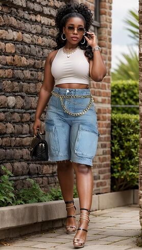 Denim Shorts Women High Waisted Summer Bermuda Stretchy Cargo Jean Casual Baggy Raw Hem Jorts with Pockets for Women in Saudi Arabia