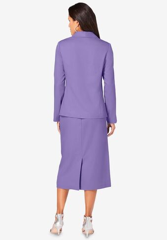 Roaman's Women's Plus Size Plus Size Long Sleeve Shawl-Collar Jacket & Sheath Skirt Set – 2-Piece Suit - 30 W, Black in Saudi Arabia