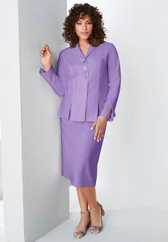 Roaman's Women's Plus Size Plus Size Long Sleeve Shawl-Collar Jacket & Sheath Skirt Set – 2-Piece Suit - 30 W, Black in Saudi Arabia