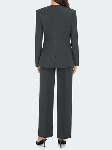 Women's 2 Piece Business Casual Outfits Collarless Blazer Jacket Wide Leg Work Pants Dressy Suit Set in Saudi Arabia