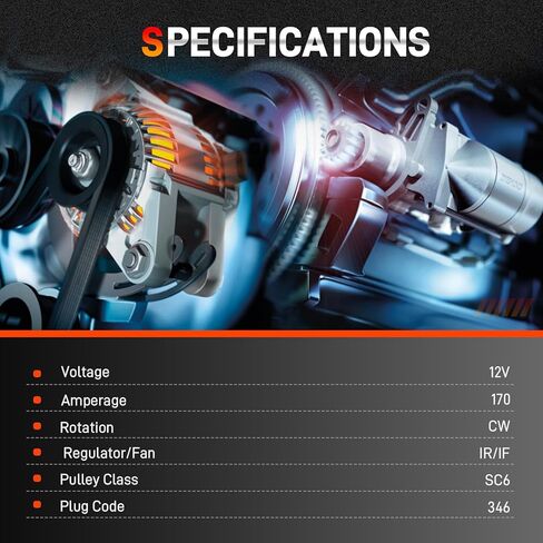 New Alternator Replacement 170 AMP 3.6L Compatible with 2007-2016 GMC Acadia, 2008-2017 Buick Enclave, 2007-2010 Saturn Outlook, 2009-2017 Chevrolet Traverse, Replace# 23105717, 25815839 in Kuwait