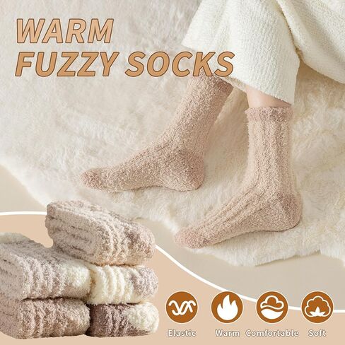Clothclose Fuzzy Socks For Women, Womens Fuzzy Slipper Sock Super Soft Microfiber Fluffy Cozy Winter Warm Fluffy Crew Socks in Kuwait