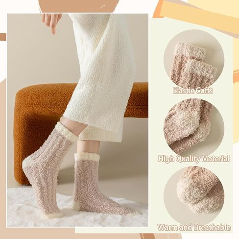 Clothclose Fuzzy Socks For Women, Womens Fuzzy Slipper Sock Super Soft Microfiber Fluffy Cozy Winter Warm Fluffy Crew Socks in Kuwait