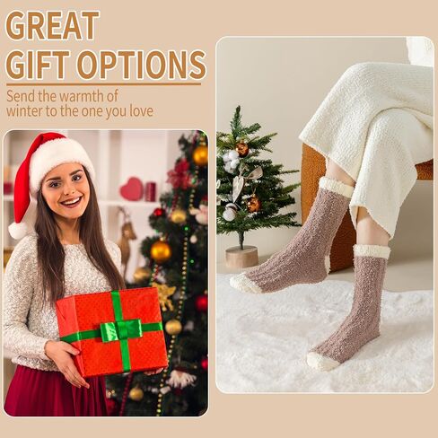 Clothclose Fuzzy Socks For Women, Womens Fuzzy Slipper Sock Super Soft Microfiber Fluffy Cozy Winter Warm Fluffy Crew Socks in Kuwait