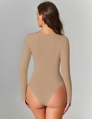 Avidlove Women's Sexy Sweetheart Neckline Bodysuit Tops Long Sleeve Double Lined Thong Body Suits Ruched Outfits in Saudi Arabia
