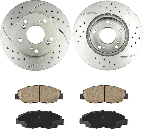 KAX Front Brake Kit, Drilled and Slotted Brake Rotors, Ceramic Brake Pads | Fits Ford E-150 Econoline 1994-2001, Ford F-150 1994-1996, Automotive Replacement Brake Kit in Saudi Arabia