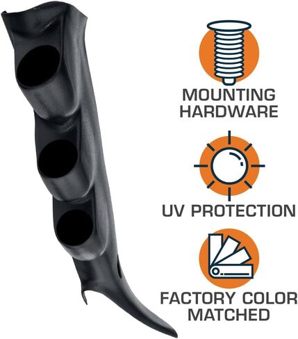 GlowShift Graphite Triple Pillar Gauge Pod Compatible with GMC Sierra 1500 2500HD 3500HD Duramax 2000-2006 - A-Pillar Speaker Cutout - Factory Color Matched - Mounts (3) 2-1/16" (52mm) Gauges in Saudi Arabia