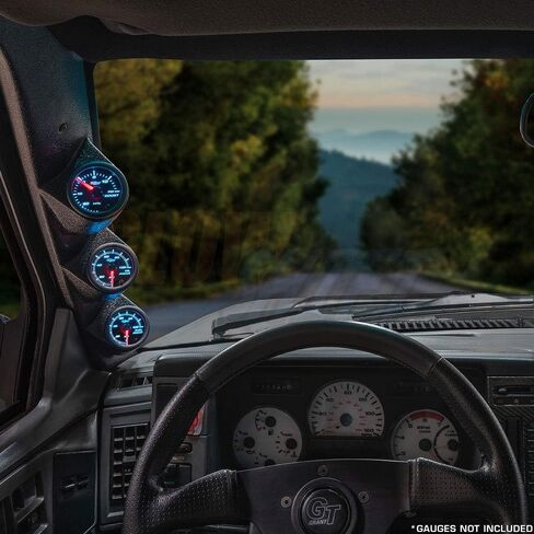 Glowshift Black Triple Pare Gauge Pod متوافق مع شيفروليه تشيفي S-10 Blazer 1983-1994-ABS Plastic-Mounts (3) 2-1/16 "(52 مم) مقاييس إلى السيارة A-Pillar's in Saudi Arabia