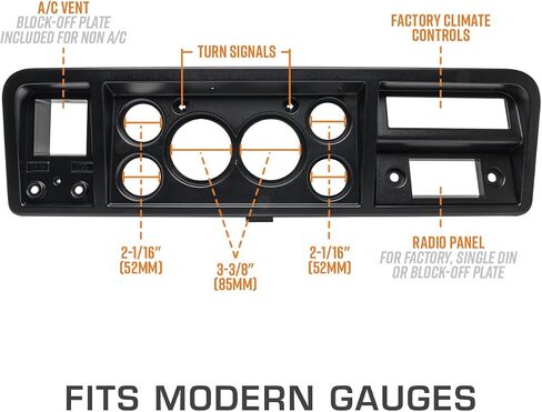 GlowShift 6 Gauge Cluster Dashboard Panel Pod Fits Ford F-100 F-150 F-Series Dentside Truck 1973-1979 - Direct Fit Factory Replacement - Mounts (2) 3-3/8" & (4) 2-1/16" Gauges - Green Turn Signals in Saudi Arabia