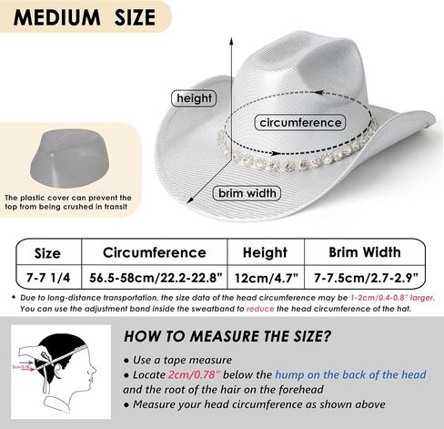 Lisianthus Sparkly Rhinestone Cowboy Hat للنساء - Glitter Western Cowgirl Hats مع فرقة لامعة للحفلة in Kuwait