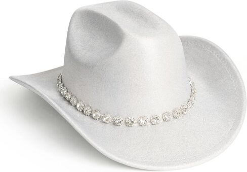 Lisianthus Sparkly Rhinestone Cowboy Hat for Women - Glitter Western Cowgirl Hats with Shiny Band for Party in Kuwait