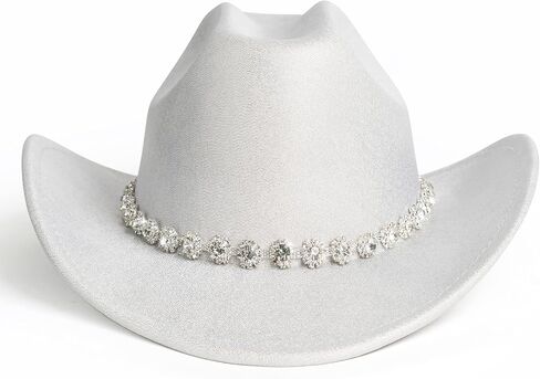 Lisianthus Sparkly Rhinestone Cowboy Hat for Women - Glitter Western Cowgirl Hats with Shiny Band for Party in Kuwait