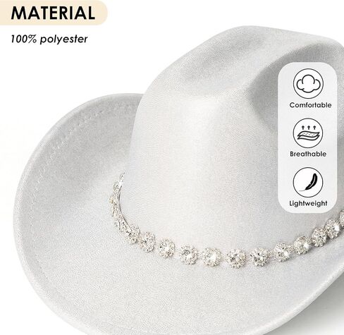Lisianthus Sparkly Rhinestone Cowboy Hat for Women - Glitter Western Cowgirl Hats with Shiny Band for Party in Kuwait