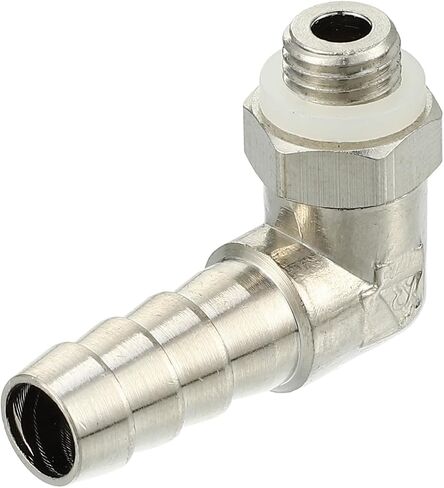 Motoforti Universal Car 90 Degree Brass Fitting Hose Adapter, Hose Fitting, 8mm 5/16" Barb to Male Metric M8x1, Durable, Brass, Silver Tone in Saudi Arabia