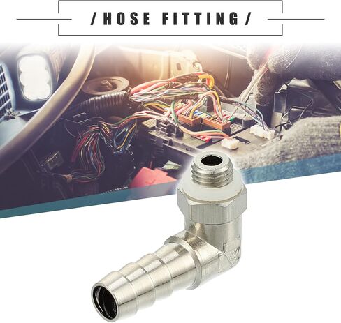 Motoforti Universal Car 90 Degree Brass Fitting Hose Adapter, Hose Fitting, 8mm 5/16" Barb to Male Metric M8x1, Durable, Brass, Silver Tone in Saudi Arabia