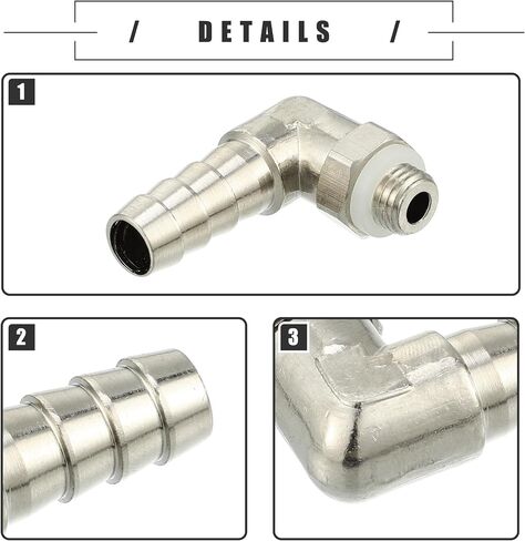 Motoforti Universal Car 90 Degree Brass Fitting Hose Adapter, Hose Fitting, 8mm 5/16" Barb to Male Metric M8x1, Durable, Brass, Silver Tone in Saudi Arabia