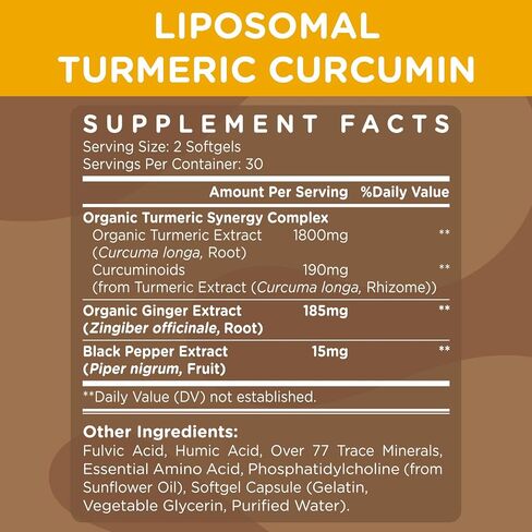 Liposomal Turmeric Curcumin 2200 mg with Black Pepper for Enhanced Absorption and Joint Support, 60 softgels (2 Bottles) in Saudi Arabia
