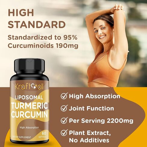 Liposomal Turmeric Curcumin 2200 mg with Black Pepper for Enhanced Absorption and Joint Support, 60 softgels (2 Bottles) in Saudi Arabia