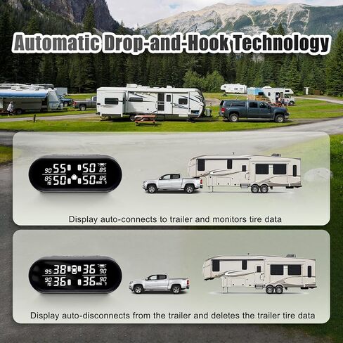 نظام مراقبة ضغط الإطارات PROMATA RV ، نمط ألياف الكربون RV TPMS مع 6 أجهزة استشعار ضغط الإطارات ، حماية العين شاشة LCD واضحة ، اكتشاف مقطورة ذكية لسيارة مقطورة السفر كرامة المنزل in Kuwait
