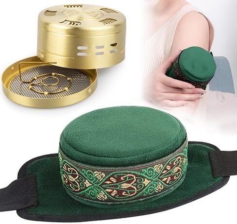 Smokeless Copper Moxa Box, Copper Tank Moxibustion Treatment Tool, Ai Jiu Bag with Moxa Box for Neck Knee Waist Shoulder for Remove Dampness, 艾灸包 艾灸盒 in Kuwait