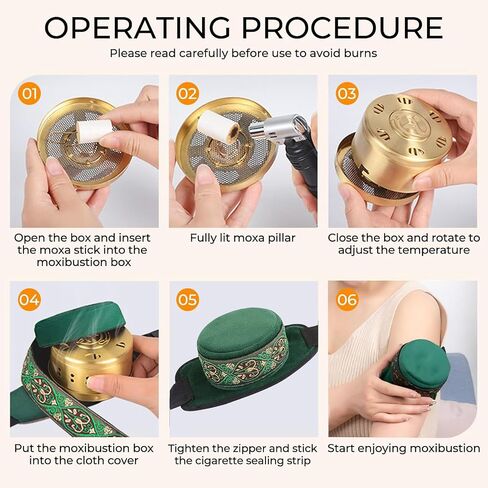 Smokeless Copper Moxa Box, Copper Tank Moxibustion Treatment Tool, Ai Jiu Bag with Moxa Box for Neck Knee Waist Shoulder for Remove Dampness, 艾灸包 艾灸盒 in Kuwait