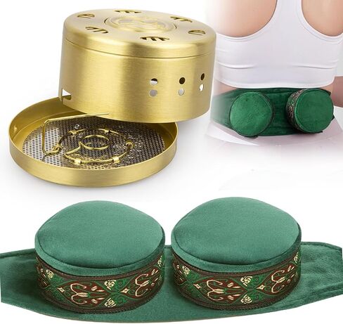 Smokeless Copper Moxa Box, Copper Tank Moxibustion Treatment Tool, Ai Jiu Bag with Moxa Box for Neck Knee Waist Shoulder for Remove Dampness, 艾灸包 艾灸盒 in Kuwait