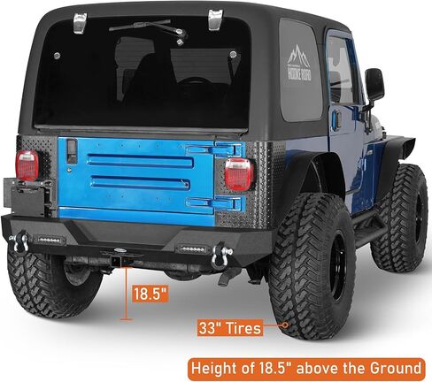 Hoke Road Wrangler TJ Stinger الأمامي المصد مع لوحة وينش + طقم المصد الخلفي متوافق مع Jeep Wrangler TJ 1997-2006 (Steel Black) in Saudi Arabia