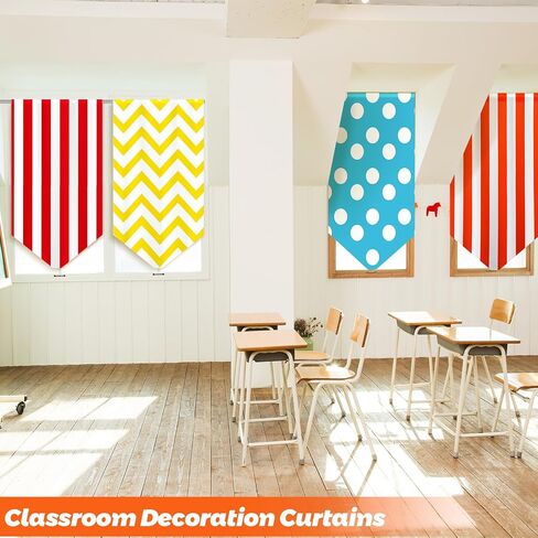 6 Pcs School Classroom Curtains Back to Classroom Colorful Stripe Curtains for Kindergarten Daycare Primary Bedroom Playroom Room Decor in Saudi Arabia