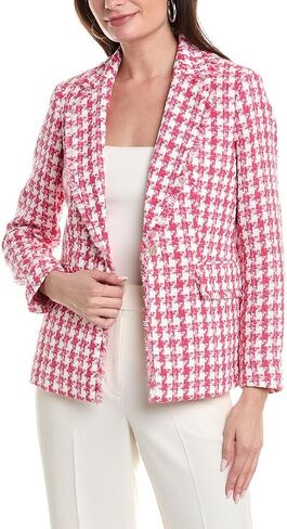 Anne Klein Women's Tweed Long Sleeve Fringe Jacket in Saudi Arabia